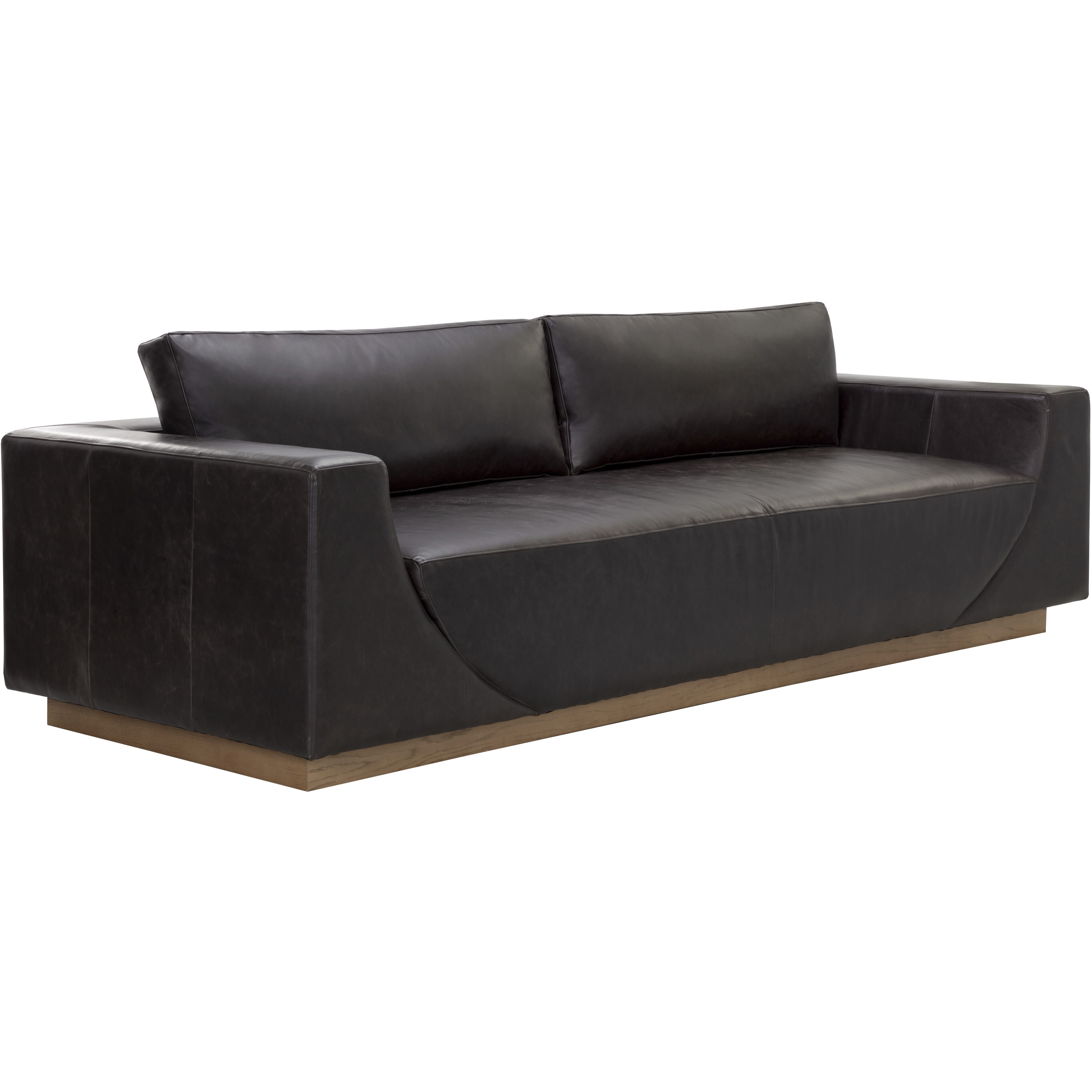 Anakin Light Oak / Tuscany Warm Black Leather Sofa